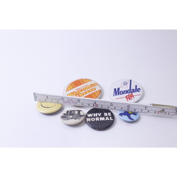 Pinback Buttons, Smile, Wisconsin Cheese, Why Be Normal, Mondale 1984, 70s - Picture 2 of 2
